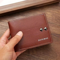 Men's Lychee Pattern Wallet Card Slots Large Capacity Soft PU Leather Money Clip