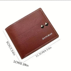 Men's Lychee Pattern Wallet Card Slots Large Capacity Soft PU Leather Money Clip