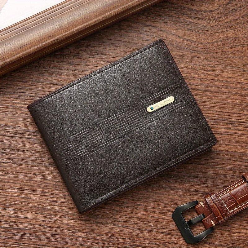 Men's Casual PU Leather Short Wallet Large Capacity