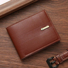 Men's Casual PU Leather Short Wallet Large Capacity