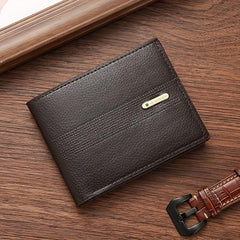 Men's Casual PU Leather Short Wallet Large Capacity