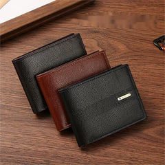 Men's Casual PU Leather Short Wallet Large Capacity