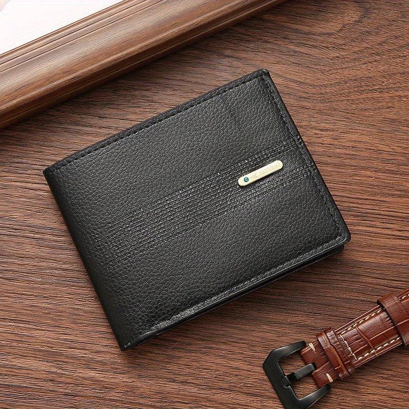 Men's Casual PU Leather Short Wallet Large Capacity