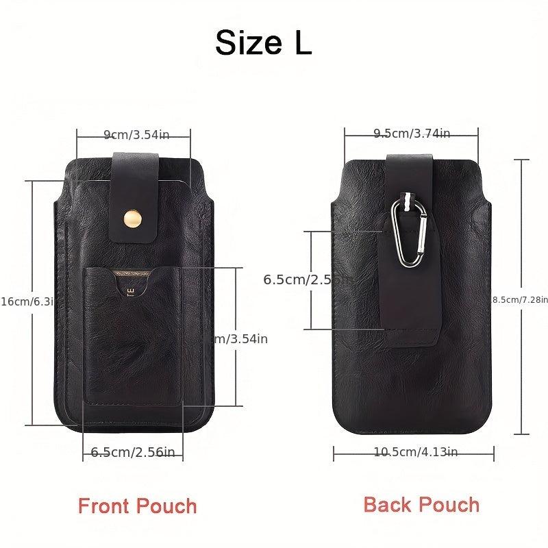 Leather Phone Bag Double Pouch Holders For 15 49 17 53 Cm Phones