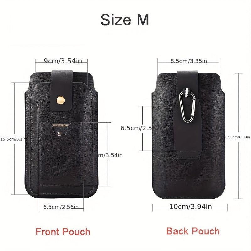 Leather Phone Bag Double Pouch Holders For 15 49 17 53 Cm Phones