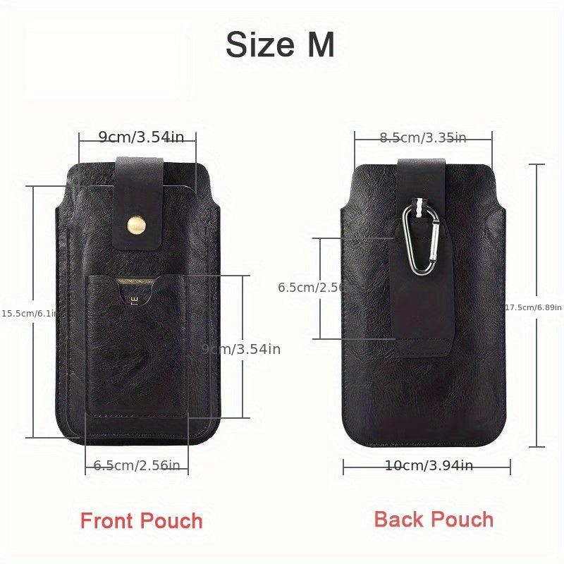 Leather Phone Bag Double Pouch Holders For 15 49 17 53 Cm Phones