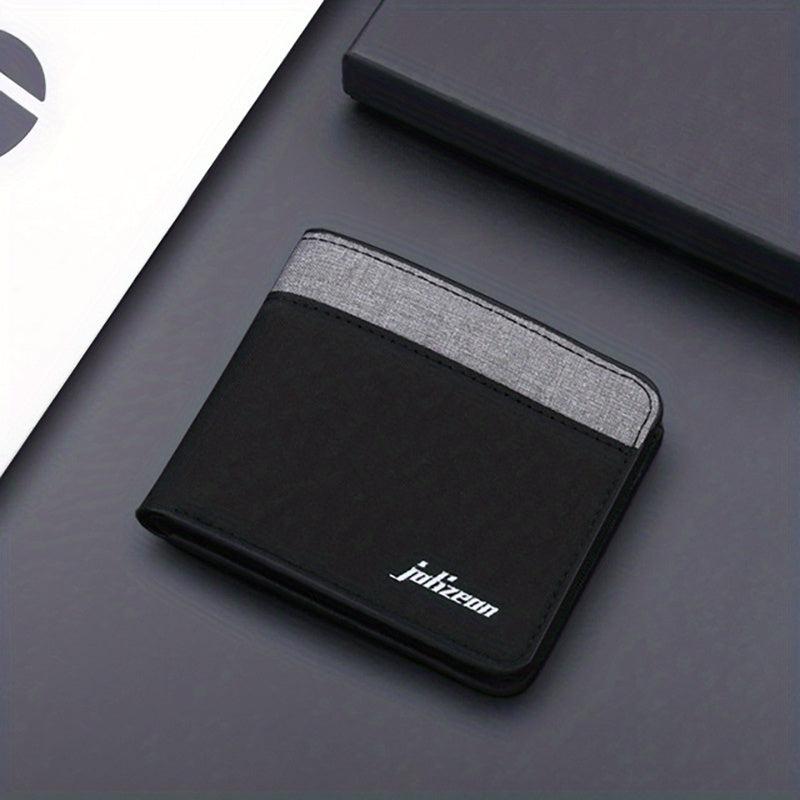 Men's Canvas Short Wallet Splicing Block Wallet