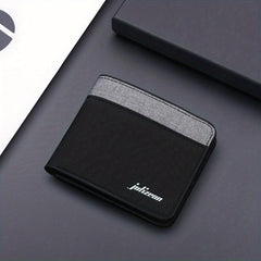 Men's Canvas Short Wallet Splicing Block Wallet