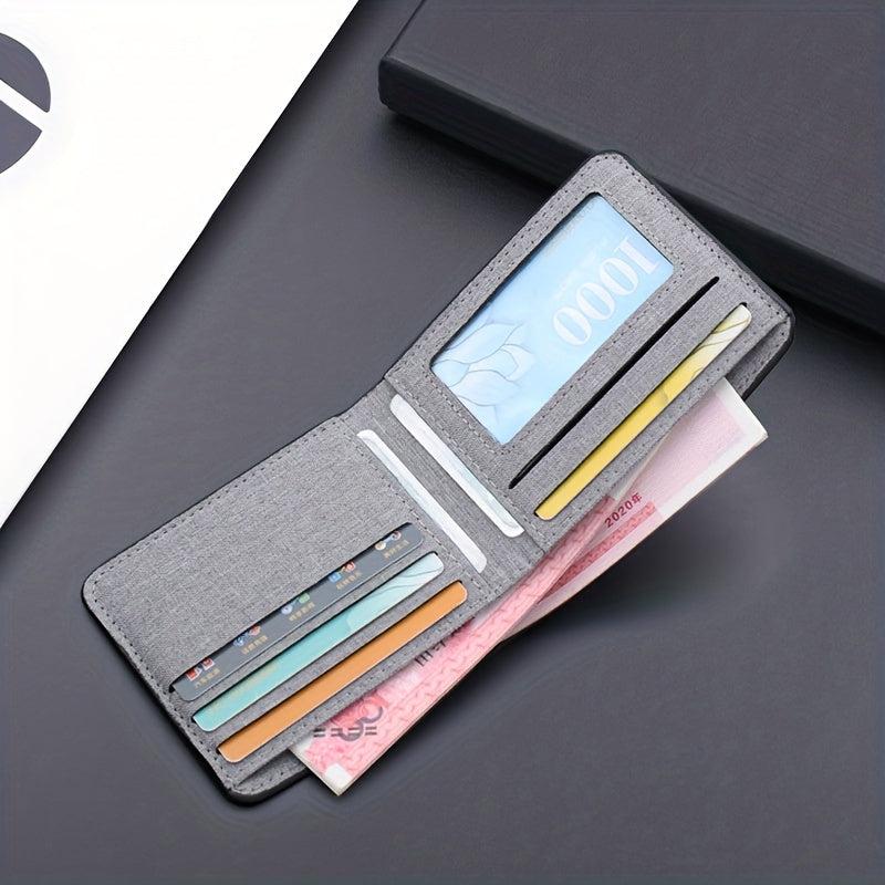Men's Canvas Short Wallet Splicing Block Wallet