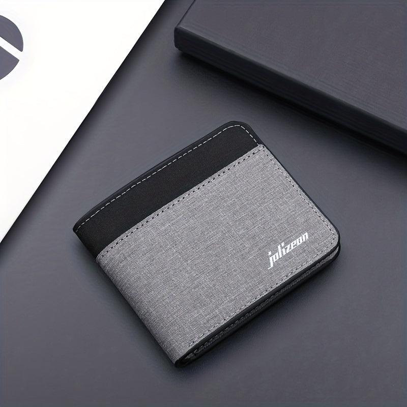 Men's Canvas Short Wallet Splicing Block Wallet