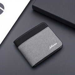Men's Canvas Short Wallet Splicing Block Wallet