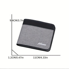 Men's Canvas Short Wallet Splicing Block Wallet