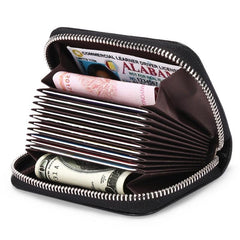 Men's Zipper Card Holder Short Wallet Leather Vintage Coin Purse