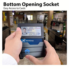 Men's Minimalist Metal Wallet Leather Bifold RFID Blocking Money Clip