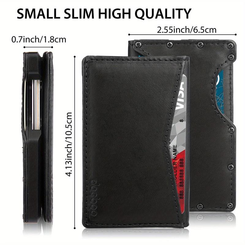 Men's Minimalist Metal Wallet Leather Bifold RFID Blocking Money Clip