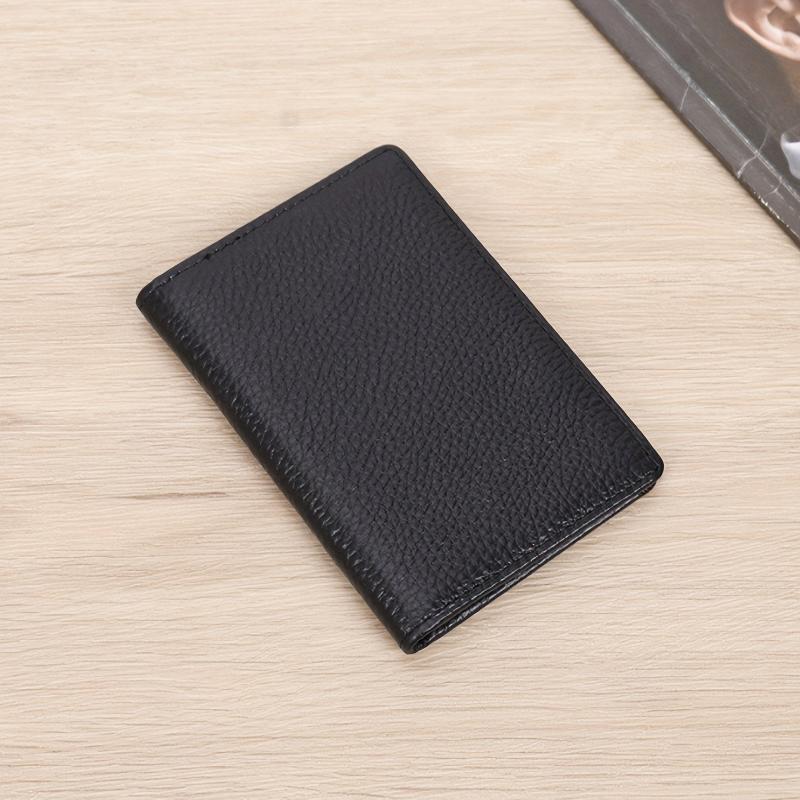 Men's Ultra thin Leather ID Card Holder Minimalist Bifold Wallet