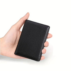 Men's Ultra thin Leather ID Card Holder Minimalist Bifold Wallet