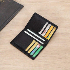 Men's Ultra thin Leather ID Card Holder Minimalist Bifold Wallet