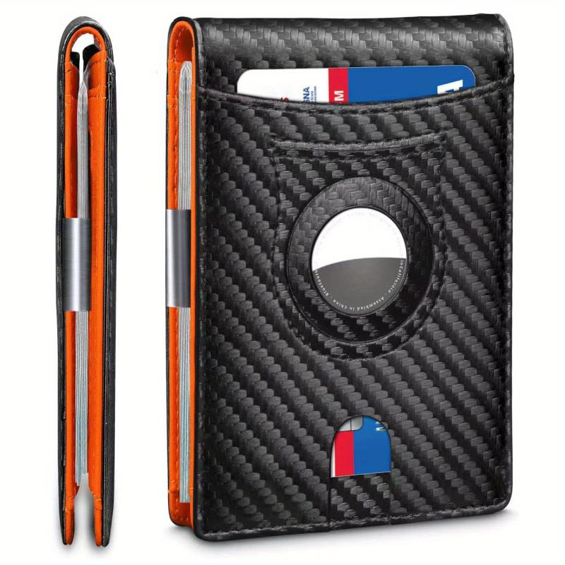 Men's Short Wallet RFID Blocking Airbag Tracker Money Clip