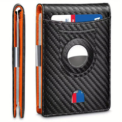 Men's Short Wallet RFID Blocking Airbag Tracker Money Clip