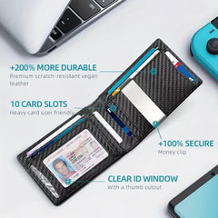 Men's Short Wallet RFID Blocking Airbag Tracker Money Clip