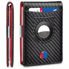 Men's Short Wallet RFID Blocking Airbag Tracker Money Clip