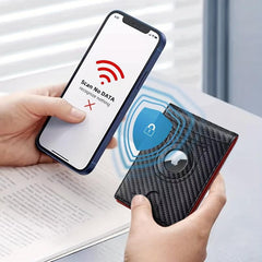 Men's Short Wallet RFID Blocking Airbag Tracker Money Clip
