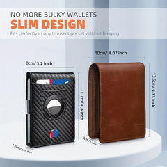 Men's Short Wallet RFID Blocking Airbag Tracker Money Clip