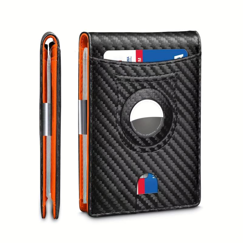Men's Short Wallet RFID Blocking Airbag Tracker Money Clip