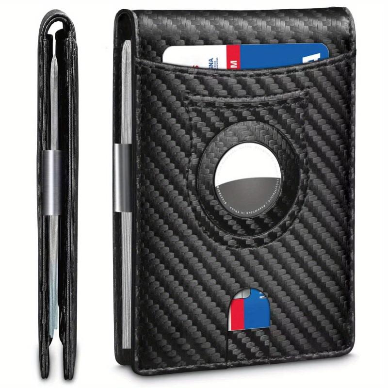 Men's Short Wallet RFID Blocking Airbag Tracker Money Clip