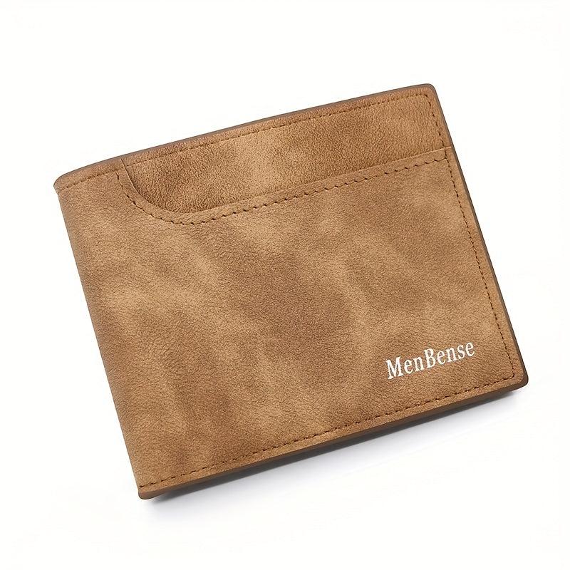 Men's Leather Short Wallet Frosted Large Capacity Wallet