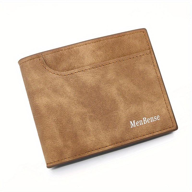 Men's Leather Short Wallet Frosted Large Capacity Wallet