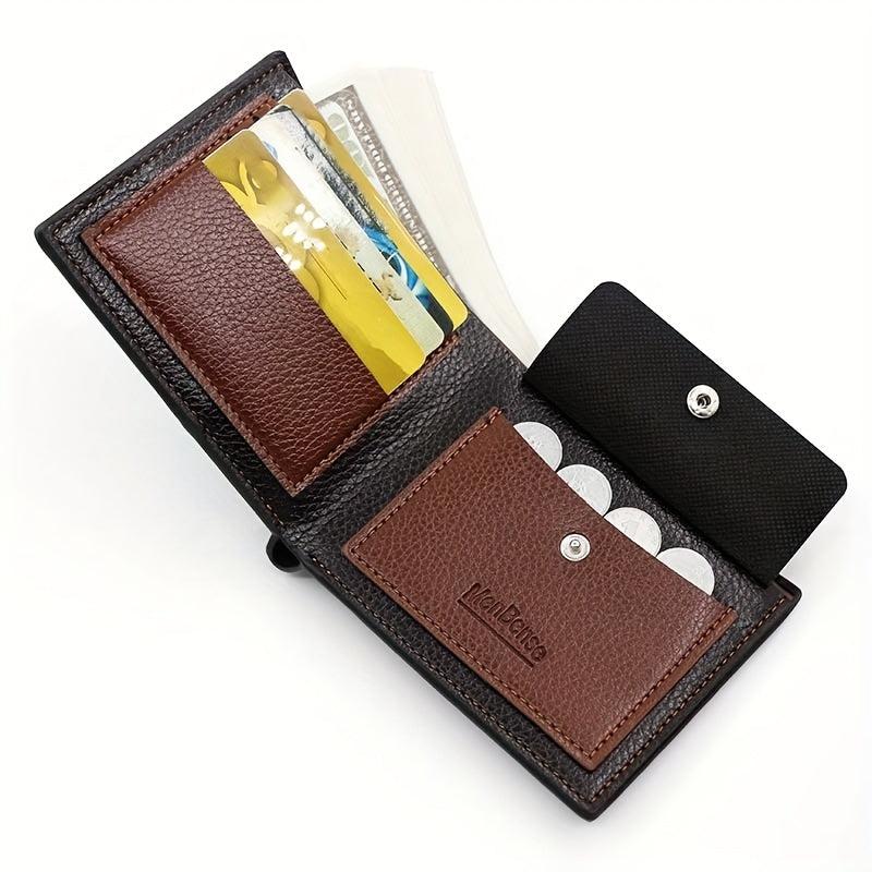 Men's Leather Short Wallet Frosted Large Capacity Wallet