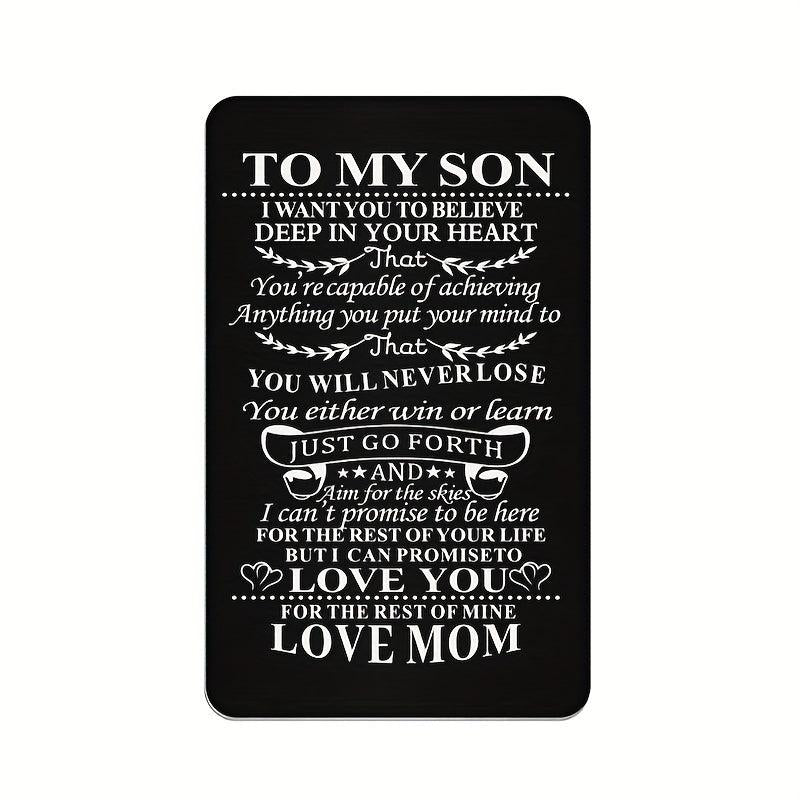 Engraved Metal Wallet Insert For Son From Mom & Dad - Coming Of Age Gift