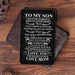 Engraved Metal Wallet Insert For Son From Mom & Dad - Coming Of Age Gift