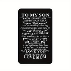 Engraved Metal Wallet Insert For Son From Mom & Dad - Coming Of Age Gift