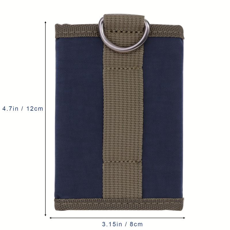 Trifold Wallet With Metal Ring Nylon Keychain Wallet For Men Teen Boys