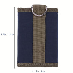 Trifold Wallet With Metal Ring Nylon Keychain Wallet For Men Teen Boys