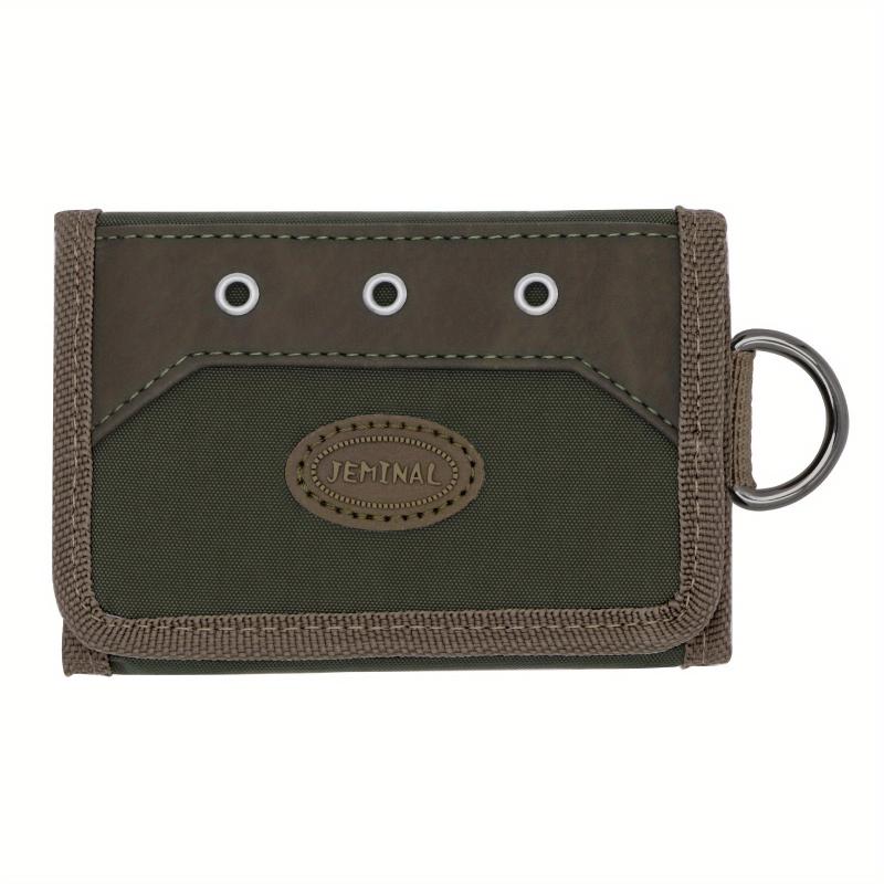 Trifold Wallet With Metal Ring Nylon Keychain Wallet For Men Teen Boys