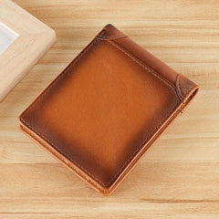 Men's Retro Leather Short Wallet Vintage Top Layer Cowhide Wallet
