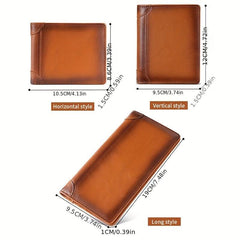 Men's Retro Leather Short Wallet Vintage Top Layer Cowhide Wallet