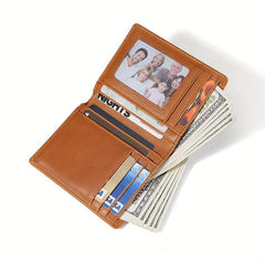 Men's Retro Leather Short Wallet Vintage Top Layer Cowhide Wallet