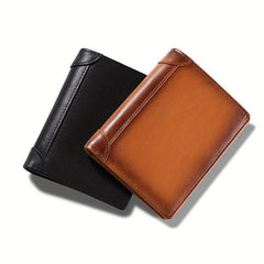 Men's Retro Leather Short Wallet Vintage Top Layer Cowhide Wallet