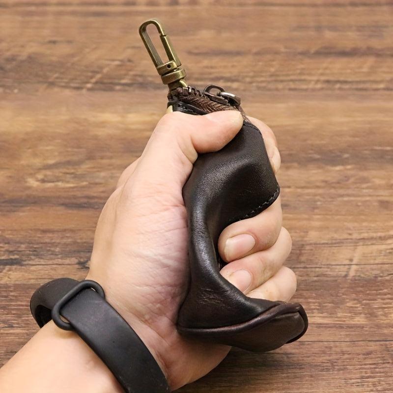 Men's Cowhide Leather Wallet Key Bag Retro Style Waist Hanging Key Bag