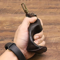 Men's Cowhide Leather Wallet Key Bag Retro Style Waist Hanging Key Bag