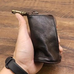 Men's Cowhide Leather Wallet Key Bag Retro Style Waist Hanging Key Bag