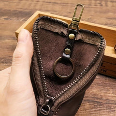 Men's Cowhide Leather Wallet Key Bag Retro Style Waist Hanging Key Bag