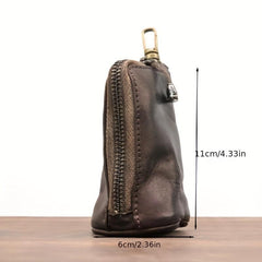 Men's Cowhide Leather Wallet Key Bag Retro Style Waist Hanging Key Bag