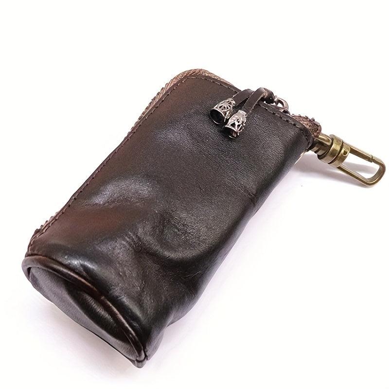 Men's Cowhide Leather Wallet Key Bag Retro Style Waist Hanging Key Bag