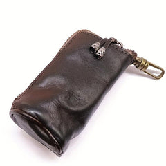 Men's Cowhide Leather Wallet Key Bag Retro Style Waist Hanging Key Bag